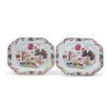 Pair of 18th century Chinese porcelain serving dishes decorated in famille rose with a tobacco
