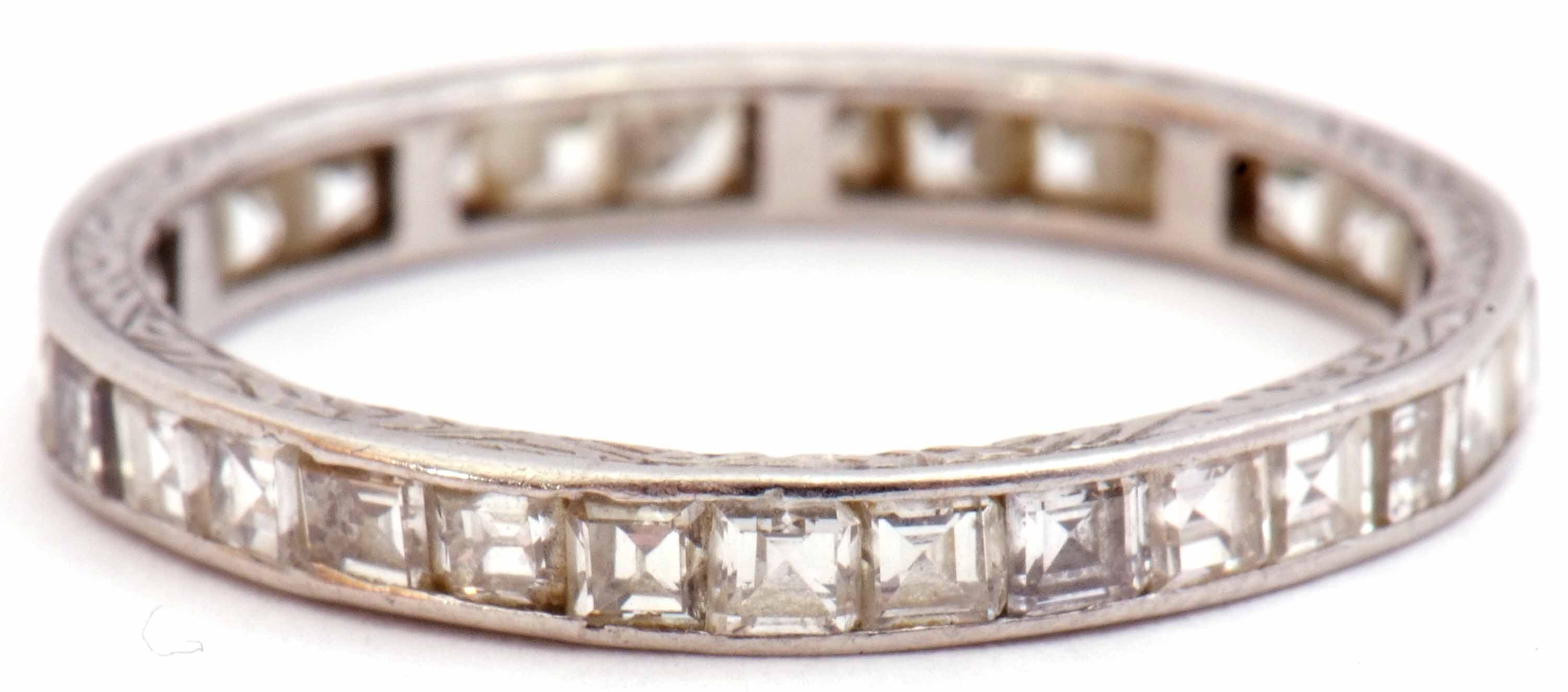 Precious metal and diamond set full eternity ring, a continuous band of small pave set square cut - Image 4 of 6