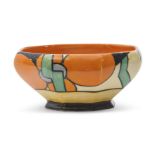 Clarice Cliff octagonal bowl in the Picasso Flower pattern, with a Fantasque back stamp and