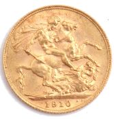 Edward VII gold sovereign dated 1910