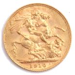 Edward VII gold sovereign dated 1910