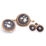 Victorian pietra dura set of jewellery, to include a circular brooch, pair of earrings, cloak