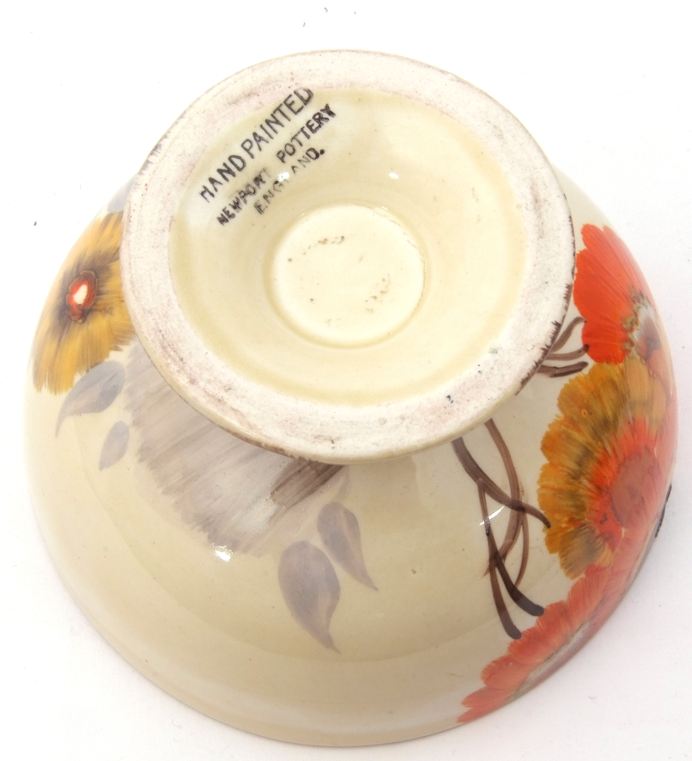 Clarice Cliff small pedestal bowl in the Rhodanthe pattern, Newport Pottery back stamp to base, - Image 6 of 7