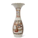 Large 19th century Japanese Arita porcelain vase of flared shape, decorated with Chinese figures