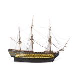 Wooden model of HMS Victory with rigging built in the 1960s, constructed using a copy of the