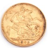 Edward VII gold sovereign dated 1908