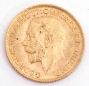 George V gold sovereign dated 1912