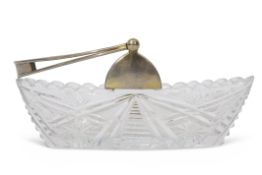 Russian silver gilt and swing handle crystal basket, 8th Moscow Artel, 1927-1954, height 9.7cm (