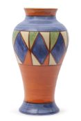 Clarice Cliff Meiping shaped vase with a Bizarre geometric pattern, with Bizarre factory stamp to