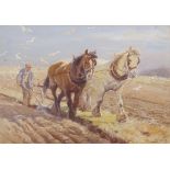 George Soper, RE, (1870-1942), "Ploughing time", watercolour and gouache, signed lower right, 37 x
