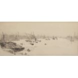 William Lionel Wyllie, RA, RI, RE (1851-1931), "On the Thames", black and white etching, published