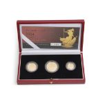 2004 proof Britannia gold three-coin set (boxed), contains half ounce, quarter ounce and tenth ounce