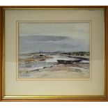 Judith Key, "Edge of the marsh, Overy Staithe", watercolour, signed lower left, 22 x 27cm