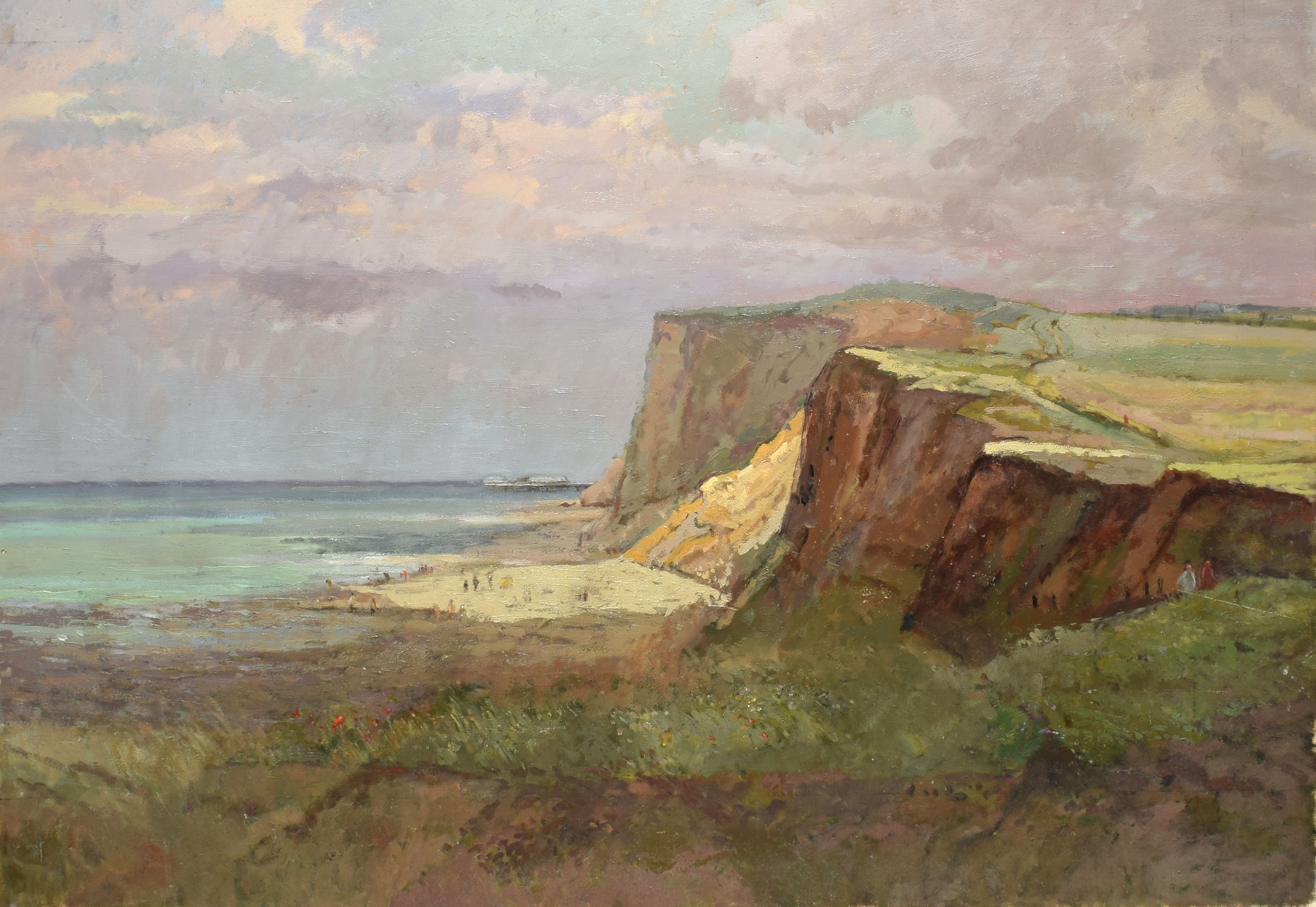 Keith Johnson, Landscape and coastal scenes, pair of oils on board, 58 x 81cm, unframed (2)