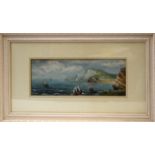 A E Parris, Coastal views, pair of watercolour and gouache, both signed lower right, 13 x 36cm (2)