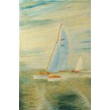 A P Miller, Sailing scene, oil on canvas, signed lower right, 61 x 41cm, unframed