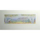 Basil Rantzi, Australian landscape, watercolour, signed lower right, 14 x 50cm