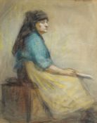 E M Jessop, Seated lady, pastel, signed top right, 54 x 40cm