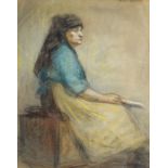 E M Jessop, Seated lady, pastel, signed top right, 54 x 40cm