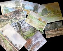 Keith Johnson, Norfolk Lanscapes etc, group of 75 watercolours, some signed and some larger, all