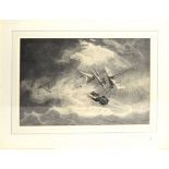 Attributed to William John Huggins, "East Indiaman in a storm", watercolour, 30 x 44cm
