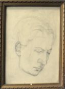 Circle of Augustus John, Head study, pencil drawing, bears signature lower left, 22 x 16cm