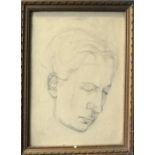 Circle of Augustus John, Head study, pencil drawing, bears signature lower left, 22 x 16cm