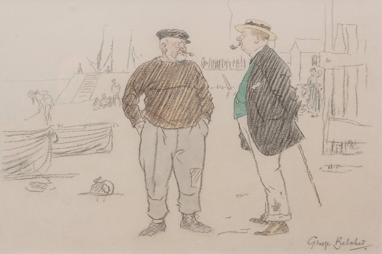 George Belcher (1875-1947) "Tell you what that is Sir, that there ,,," pencil and watercolour,