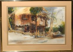 Caribbean Scene, watercolour, indistinctly signed lower right, 34 x 53cm