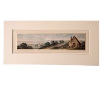 English School (19th century), Coastal landscape, watercolour, 11 x 46cm, mounted but unframed