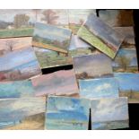 Keith Johnson Norfolk landscapes, beach scenes etc, group of 20 oils on panel/card, some signed,