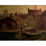 Horace Walter Tuck, Norwich view and Harbour scene, two oils on canvas, both signed, 34 x 45cm and