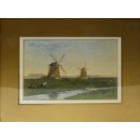 M Gidding, River landscapes with windmill, pair of watercolours, both signed, 15 x 23cm