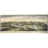 After S & N Buck, "The south east prospect of the City of Norwich", reproduction coloured print,