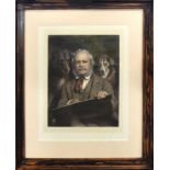 Sir Edwin Landseer, "The Connoisseurs (self-portrait)", hand coloured engraving, proof before