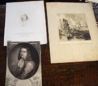 Packet containing seven 18th century and other engravings to include George Morland, all unframed