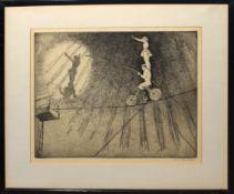 •AR Dame Laura Knight (1877-1970), "Tightrope Act", black and white etching, signed in pencil to