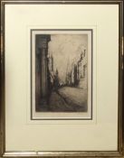 Wilfred Stephens (20th century), "Castonbridge, Wessex", black and white etching, signed, dated 1928