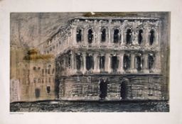 After John Piper, Palazzo Pesaro, coloured print, printed by W S Cowell LTD, 24 x 38cm, unframed