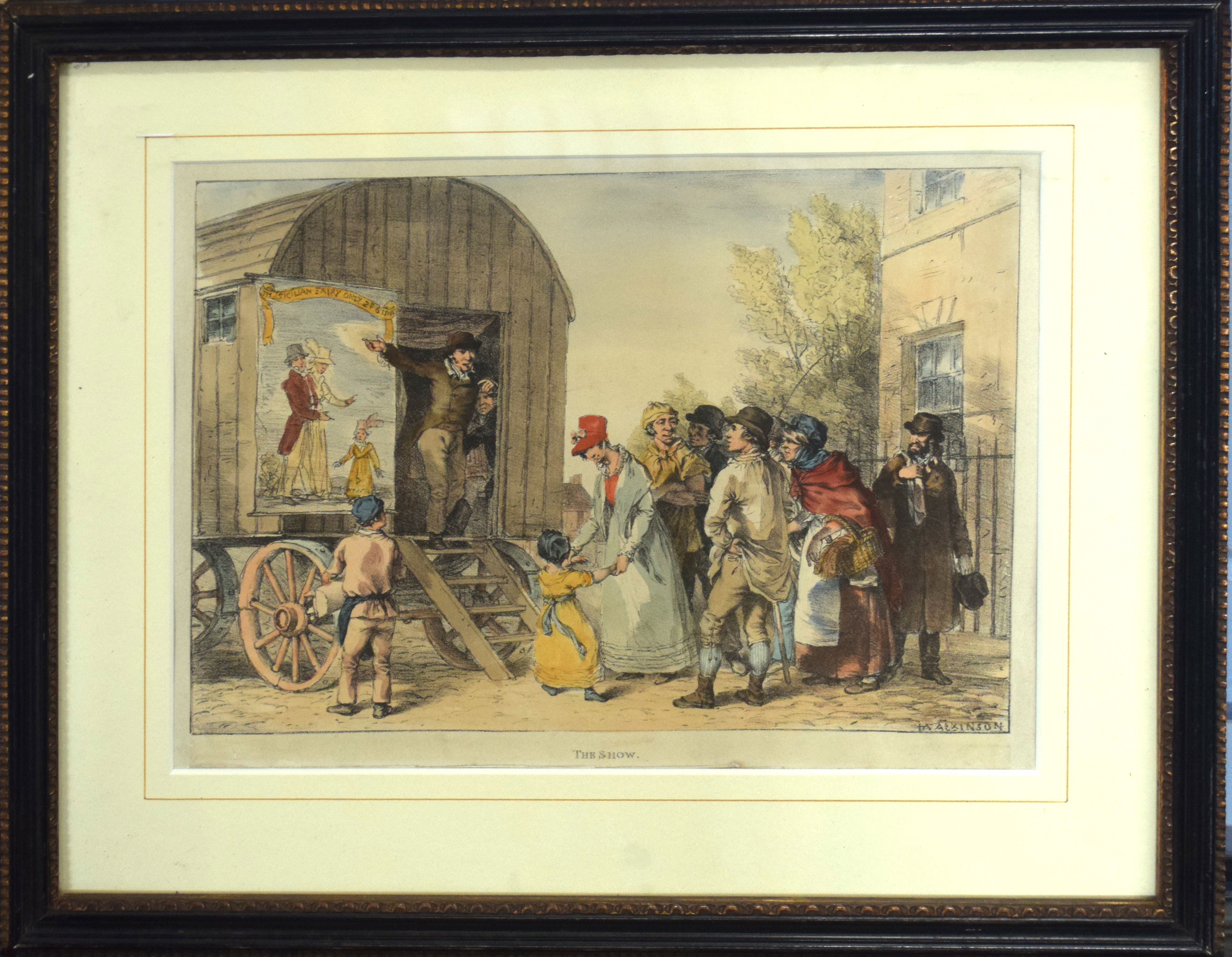 After J A Atkinson, "The Show", "Punch" and "Guy Fawkes", group of three hand coloured soft ground