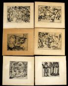 Henryk Glicenstein, Biblical Scenes, group of 6 black and white etchings, all signed in pencil to