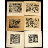 Henryk Glicenstein, Biblical Scenes, group of 6 black and white etchings, all signed in pencil to