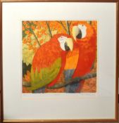 AR Frans Wesselmann (born 1953), Parrots, coloured etching, signed, numbered 47/50 and inscribed