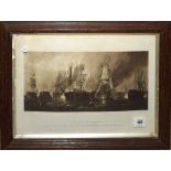 After Clarkson Stanfield, "The Battle of Trafalgar", black and white print, published by the Art