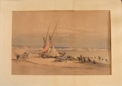 After David Roberts, "Tsur Ancient Tyre April 27th 1839", coloured lithograph, 32 x 48cm (trimmed