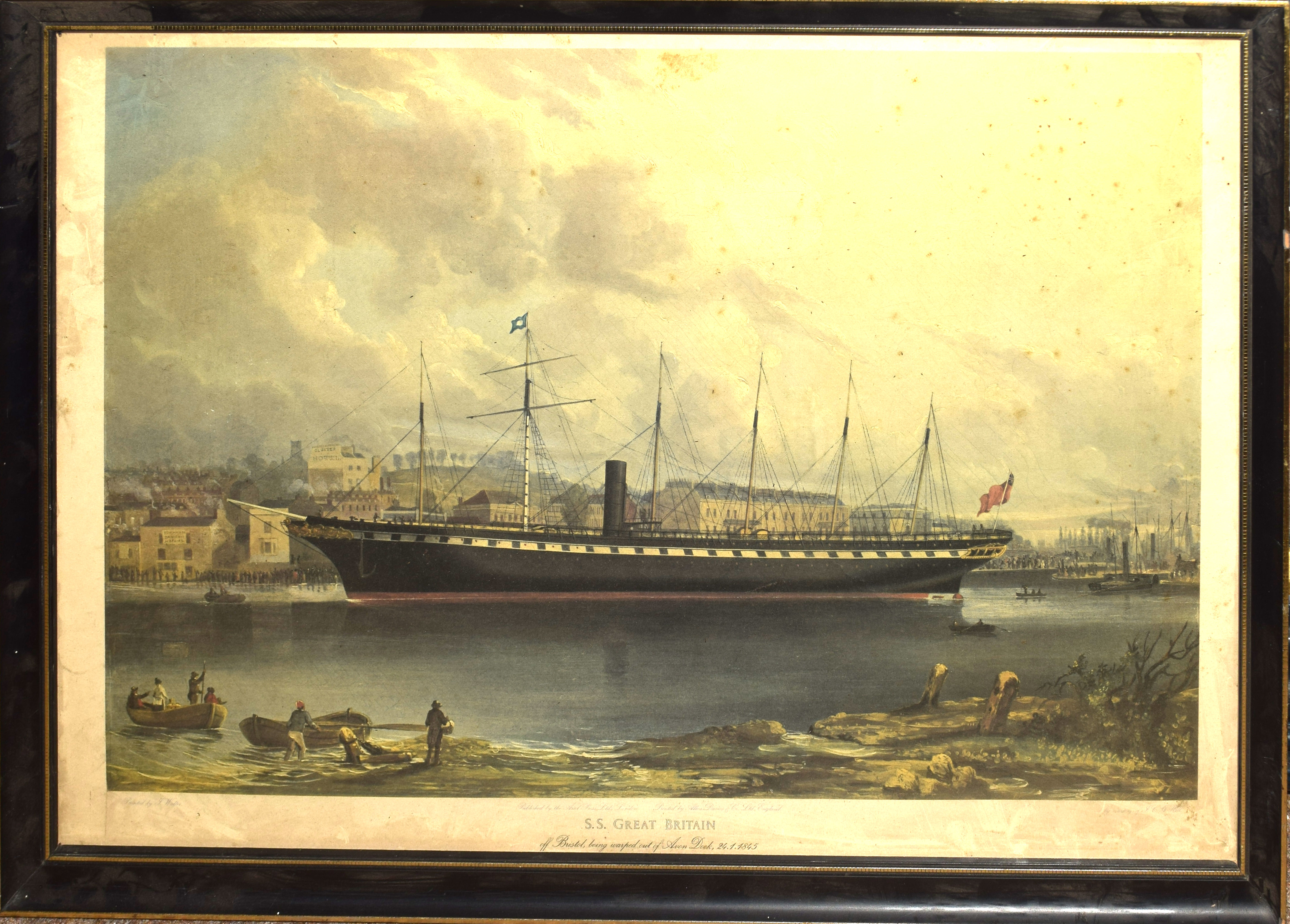 After F Walter, "SS Great Britain", reproduction coloured print, 33 x 48cm