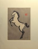 Yoshijiro Urushibara (1888-1953), Horse, coloured woodcut, signed in pencil to lower right margin,