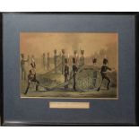 Two 19th century hand coloured engravings, Royal Artillery, 21 x 31cm and 21 x 35cm (2)