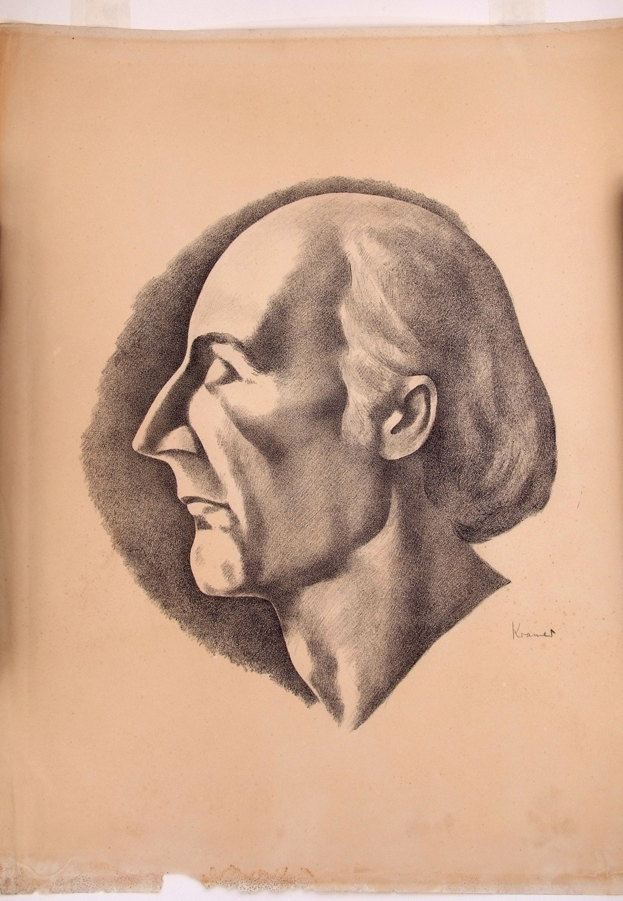 AR Jacob Kramer (1892-1962, Portrait of Delius, the composer" , black and white lithograph, signed