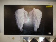 East Urban Home 'Angel Wings Banksy' Graphic Art Print on Wrapped Canvas, Size: 50.8 cm H x 81.3